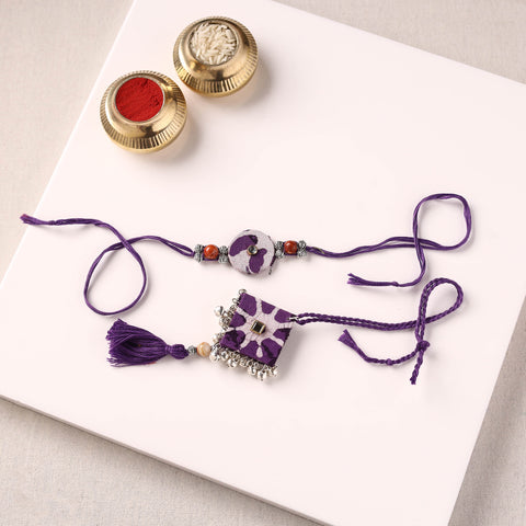 Handmade GS Beads & Kundan Work Fabart Rakhi with Lumba Set 106