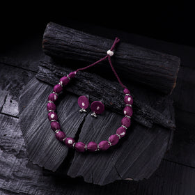 Handmade Fabart Beads Gs Necklace with Earrings Set 49