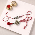 Handmade GS Beads & Kundan Work Fabart Rakhi & Lumba Set with Potli 107