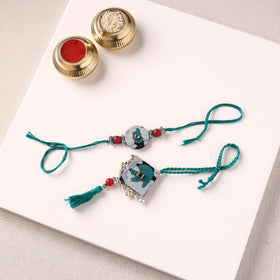 Handmade GS Beads & Kundan Work Fabart Rakhi & Lumba Set with Potli 108