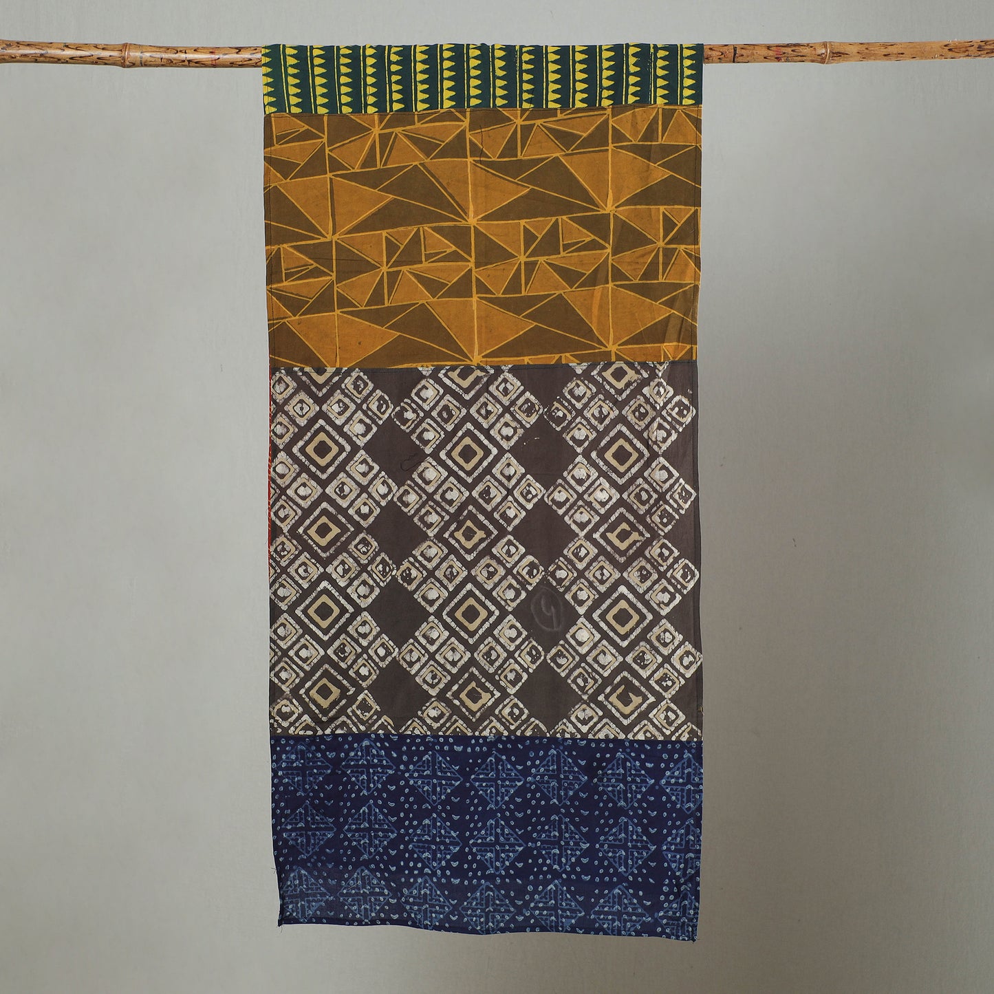 Multicolor - Patchwork Block Printed Cotton Stole 36