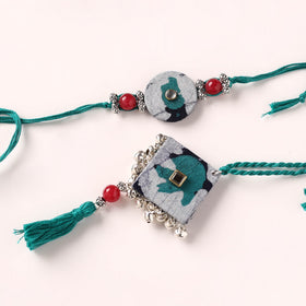 Handmade GS Beads & Kundan Work Fabart Rakhi & Lumba Set with Potli 108