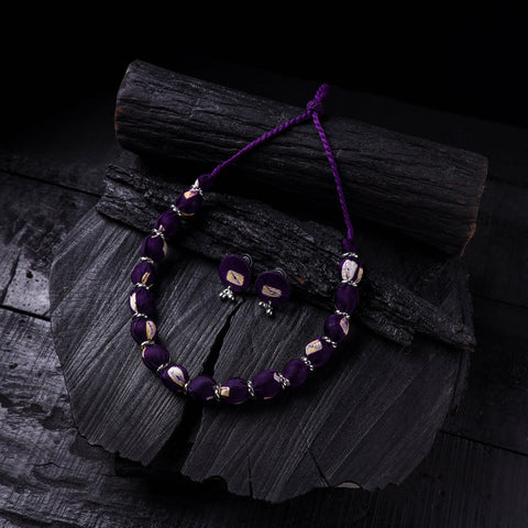 Handmade Fabart Beads Gs Necklace with Earrings Set 50