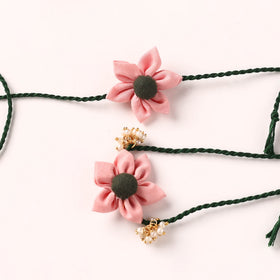 Flower Handmade Fabart Bhaiya Bhabhi Rakhi Set 109
