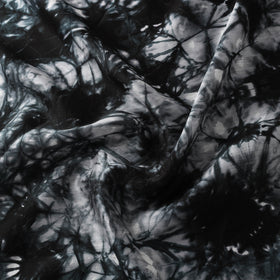 Black - Shibori Tie-Dye Chanderi Silk Handloom Fabric 02