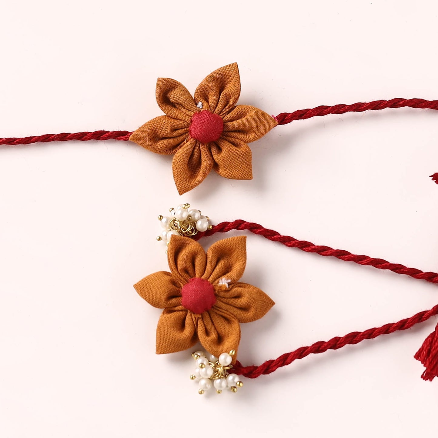 Flower Handmade Fabart Bhaiya Bhabhi Rakhi Set 110