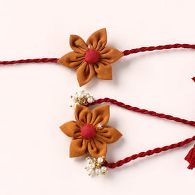 Flower Handmade Fabart Bhaiya Bhabhi Rakhi Set 110