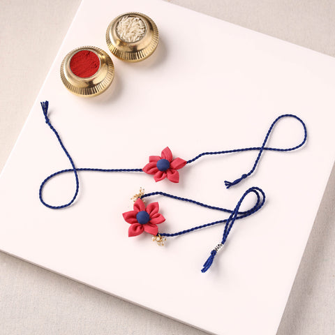 Flower Handmade Fabart Bhaiya Bhabhi Rakhi Set 111