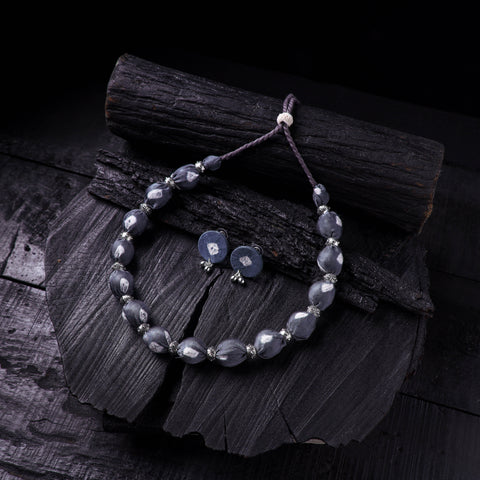 Handmade Fabart Beads Gs Necklace with Earrings Set 52