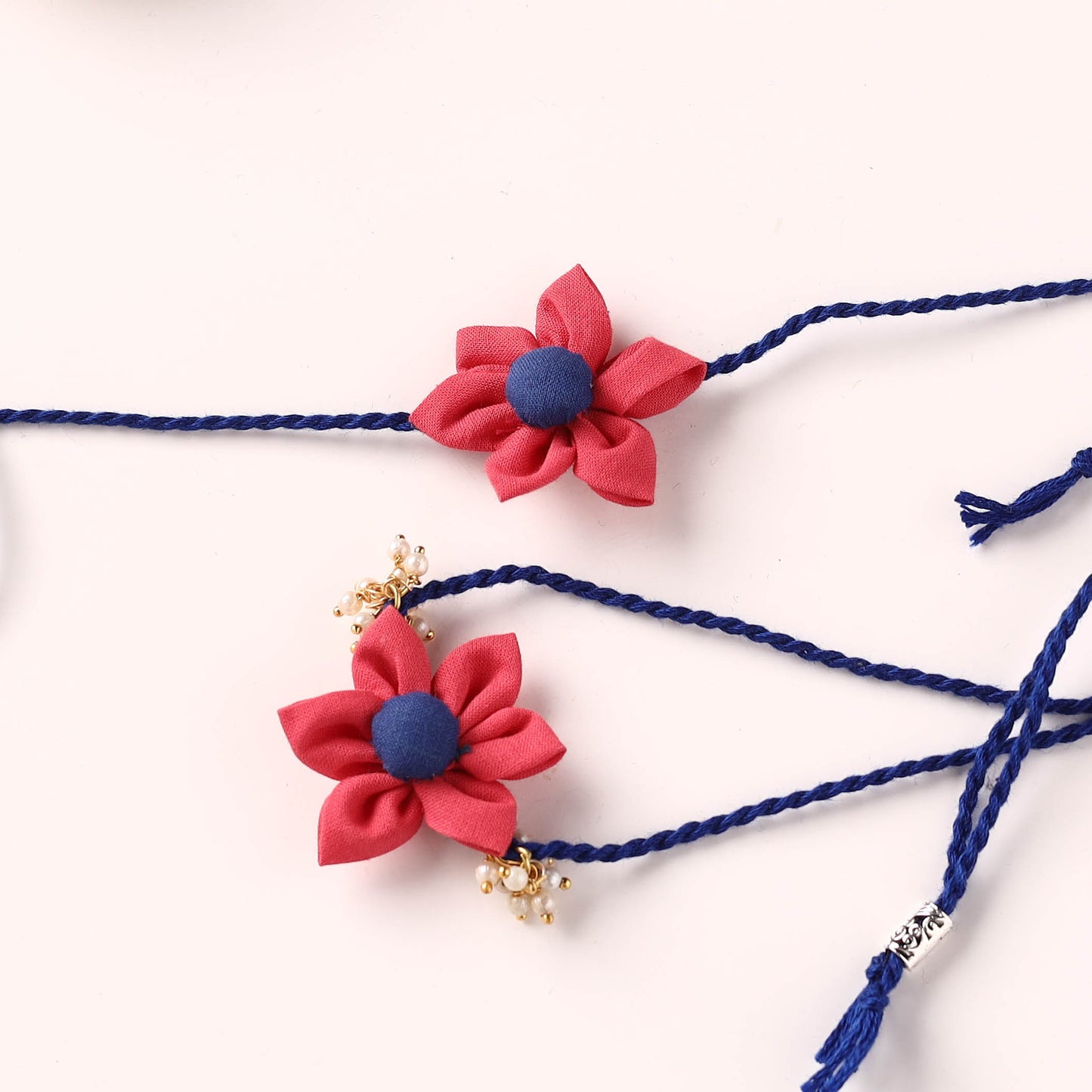 Flower Handmade Fabart Bhaiya Bhabhi Rakhi Set 111