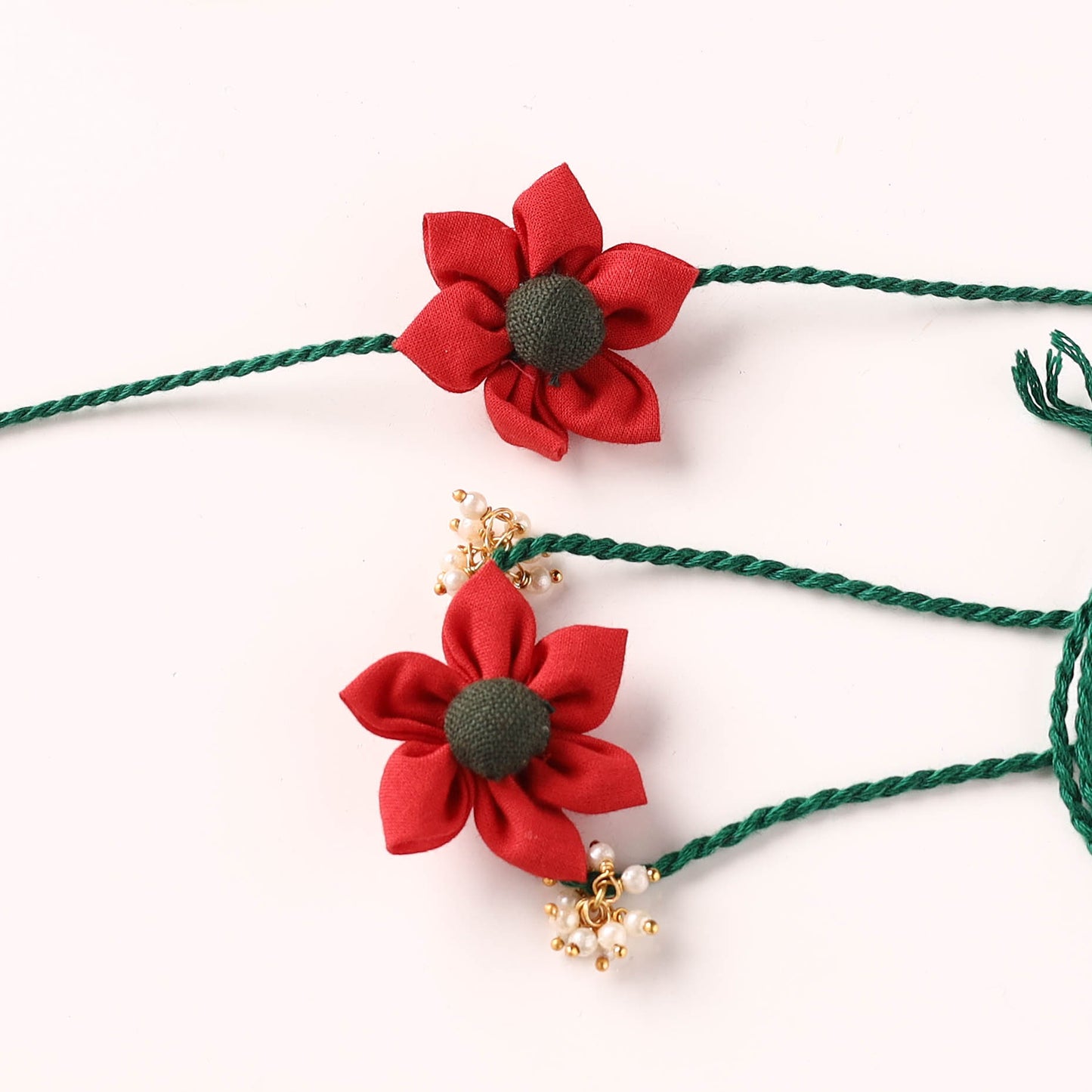 Flower Handmade Fabart Bhaiya Bhabhi Rakhi Set 112