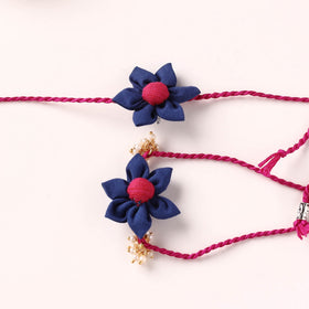 Flower Handmade Fabart Bhaiya Bhabhi Rakhi Set 113