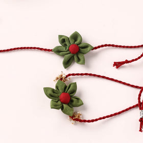 Flower Handmade Fabart Bhaiya Bhabhi Rakhi Set 114