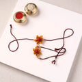 Flower Handmade Fabart Bhaiya Bhabhi Rakhi Set 115