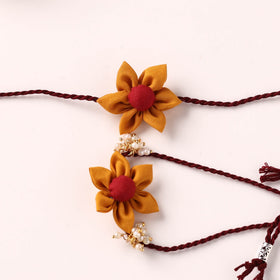 Flower Handmade Fabart Bhaiya Bhabhi Rakhi Set 115
