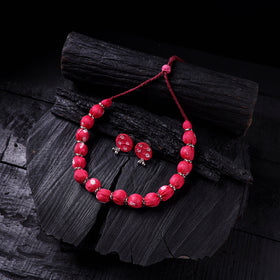 Handmade Fabart Beads Gs Necklace with Earrings Set 55
