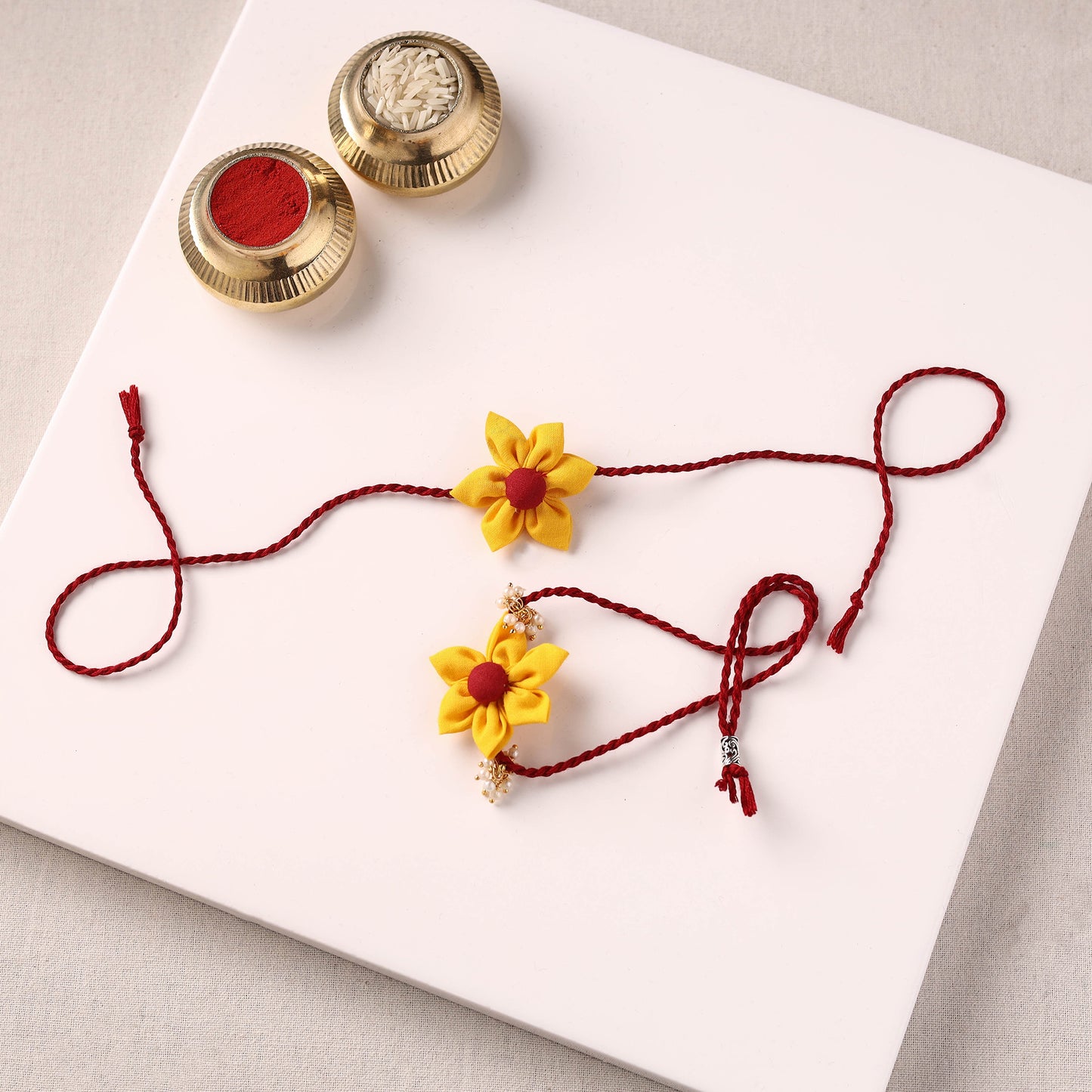 Flower Handmade Fabart Bhaiya Bhabhi Rakhi Set 116