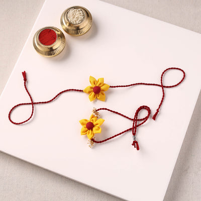 Flower Handmade Fabart Bhaiya Bhabhi Rakhi Set 116