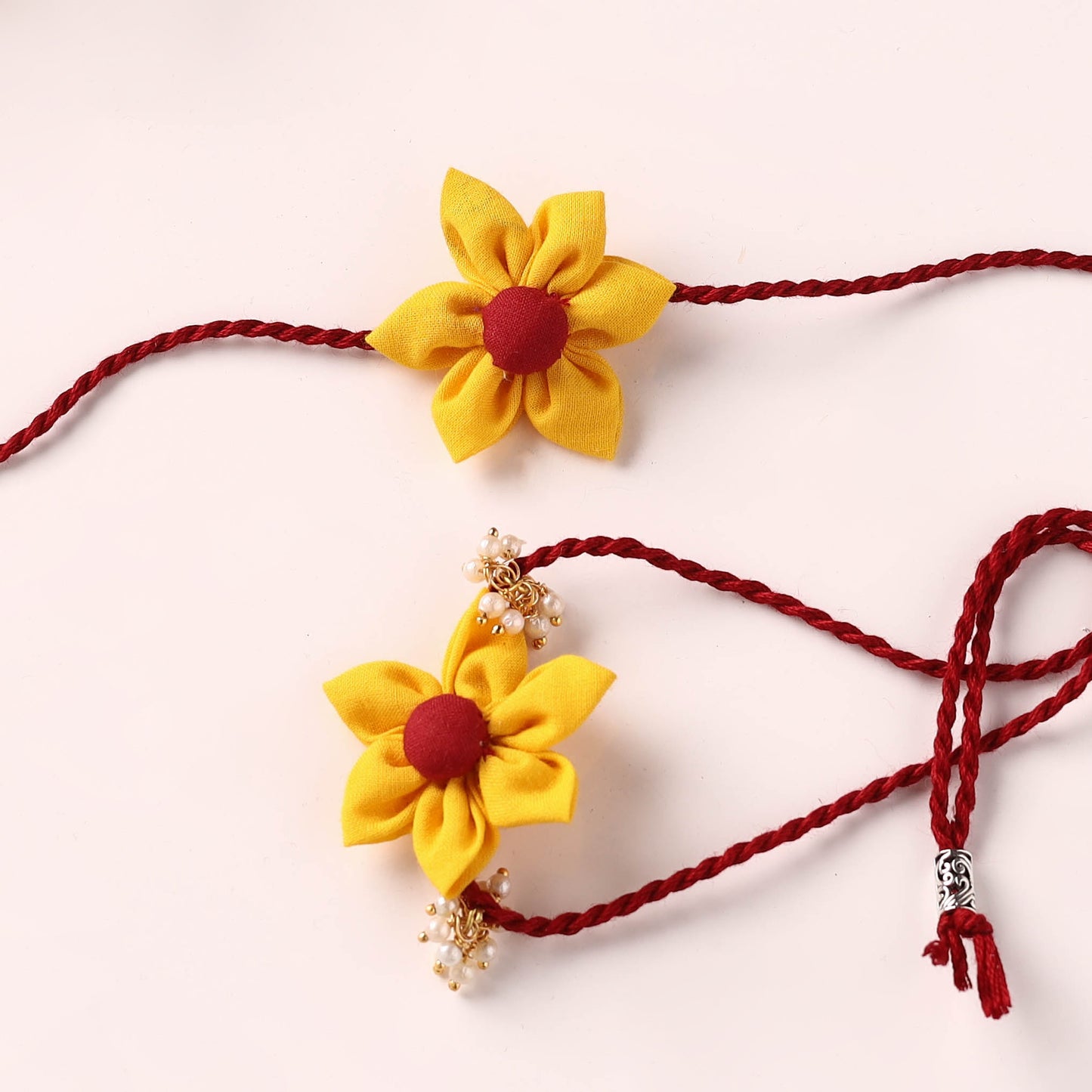 Flower Handmade Fabart Bhaiya Bhabhi Rakhi Set 116