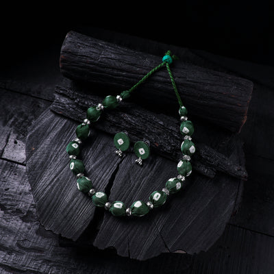Handmade Fabart Beads Gs Necklace with Earrings Set 56
