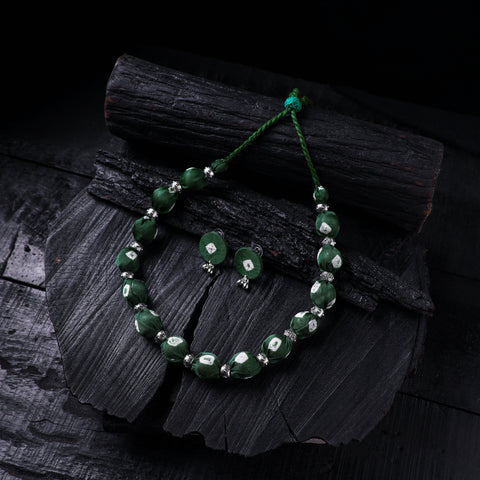 Handmade Fabart Beads Gs Necklace with Earrings Set 56