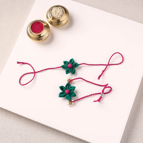 Flower Handmade Fabart Bhaiya Bhabhi Rakhi Set 119