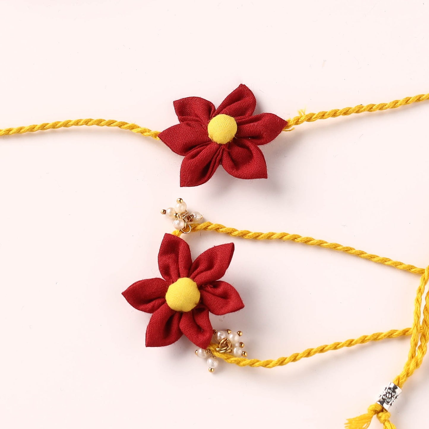 Flower Handmade Fabart Bhaiya Bhabhi Rakhi Set 120