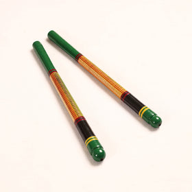  Handmade Lacquered Wooden Garba Dandiya Sticks (Set of 2) 