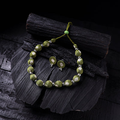 Handmade Fabart Beads Gs Necklace with Earrings Set 59