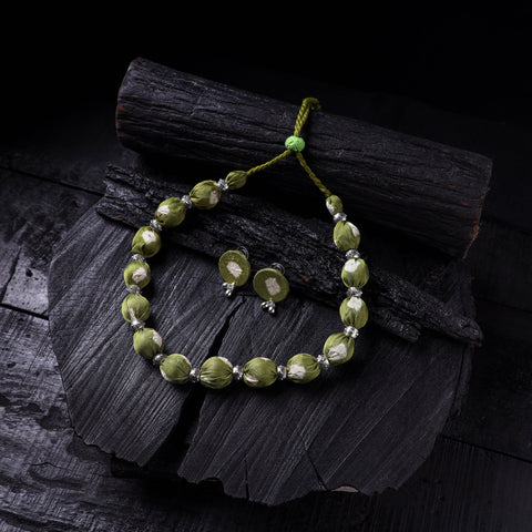 Handmade Fabart Beads Gs Necklace with Earrings Set 59