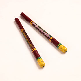  Handmade Lacquered Wooden Garba Dandiya Sticks (Set of 2) 