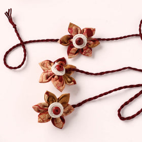 Flower Handmade Thread Work Fabart Rakhi with Lumba Set 122