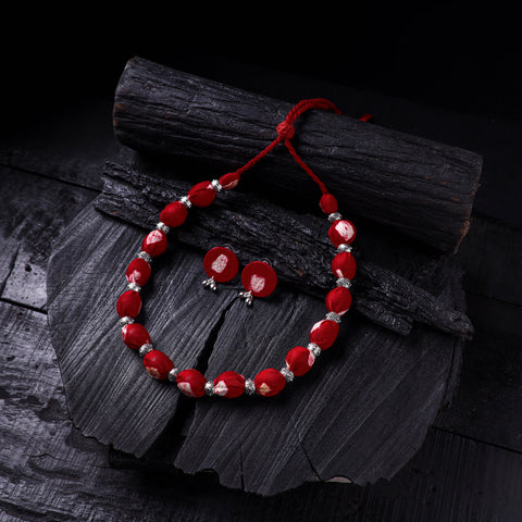 Handmade Fabart Beads Gs Necklace with Earrings Set 61