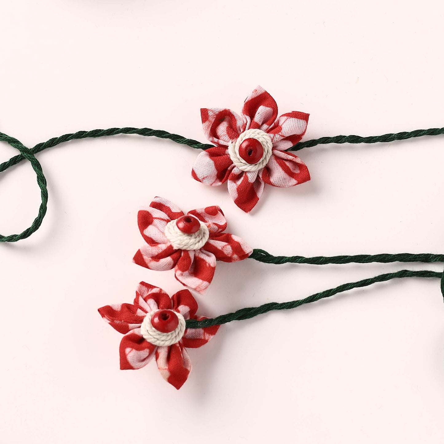 Flower Handmade Thread Work Fabart Rakhi with Lumba Set 124