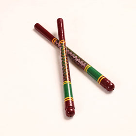  Handmade Lacquered Wooden Garba Dandiya Sticks (Set of 2) 