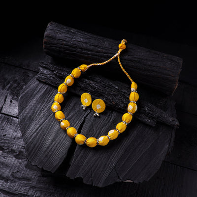 Handmade Fabart Beads Gs Necklace with Earrings Set 62