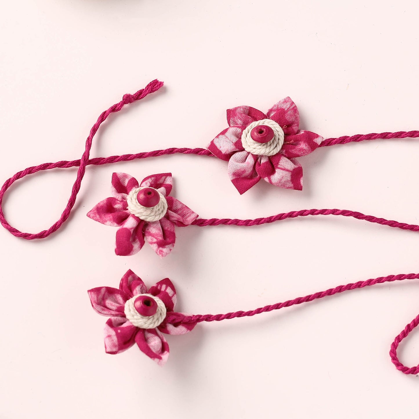 Flower Handmade Thread Work Fabart Rakhi with Lumba Set 126