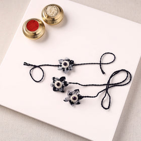 Flower Handmade Thread Work Fabart Rakhi with Lumba Set 127