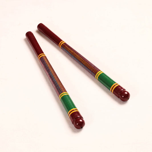 Handmade Lacquered Wooden Garba Dandiya Sticks (Set of 2)