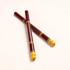  Handmade Lacquered Wooden Garba Dandiya Sticks (Set of 2) 