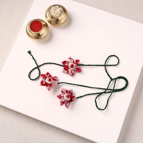 Flower Handmade Thread Work Fabart Rakhi with Lumba Set 130