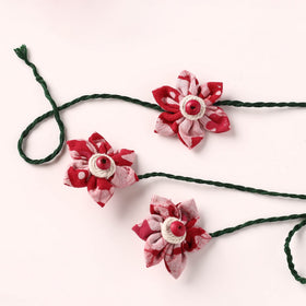 Flower Handmade Thread Work Fabart Rakhi with Lumba Set 130