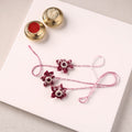 Flower Handmade Thread Work Fabart Rakhi with Lumba Set 132