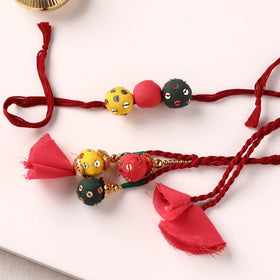 Handmade Sequin Work Fabart Rakhi with Lumba Set 133