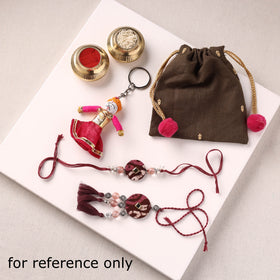 Handmade Kundan & Bead Work Fabart Rakhi with Lumba Set 73