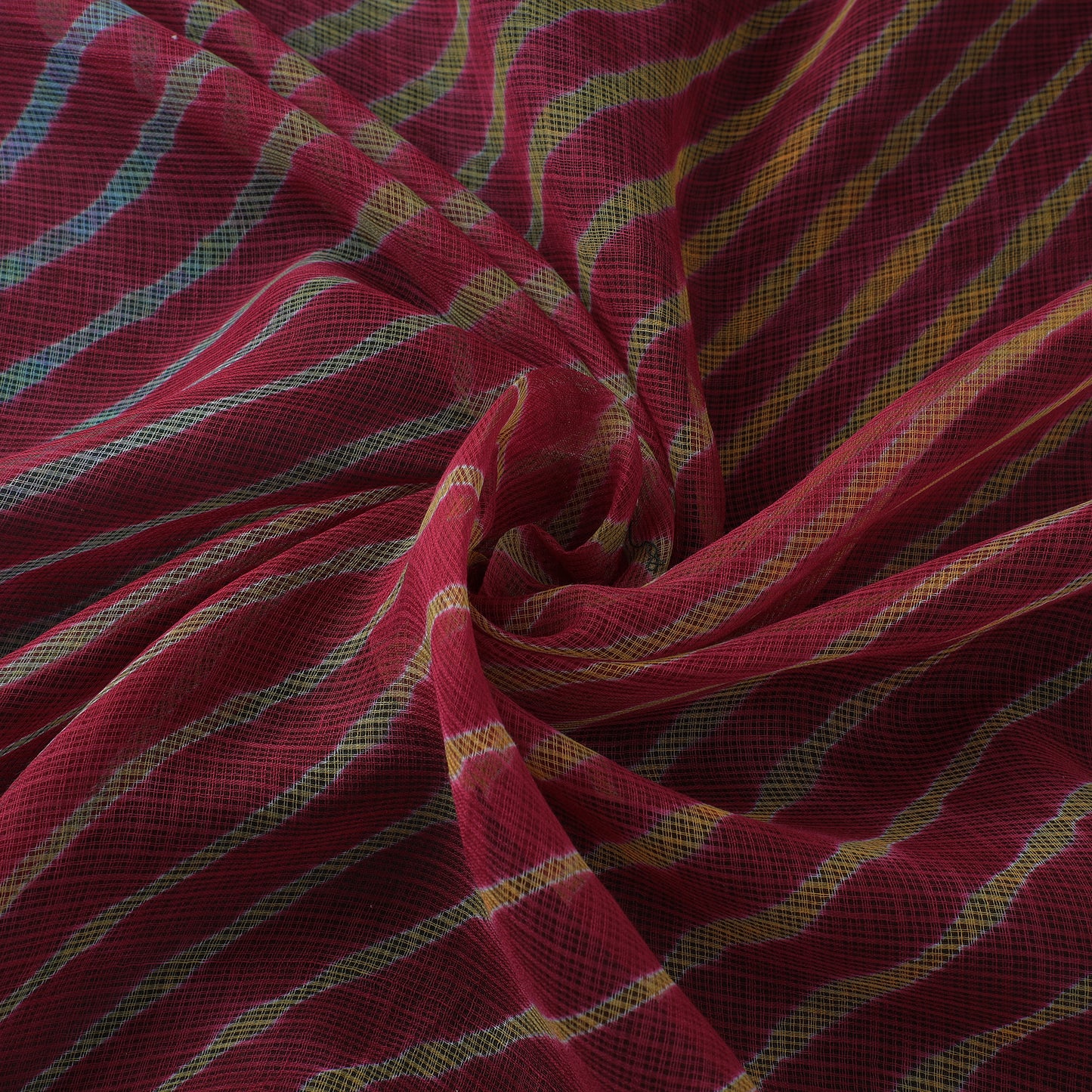 Maroon - Leheriya Tie-Dye Kota Doria Cotton Fabric 01