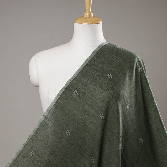 Green - Bengal Jamdani Buti Handloom Cotton Fabric