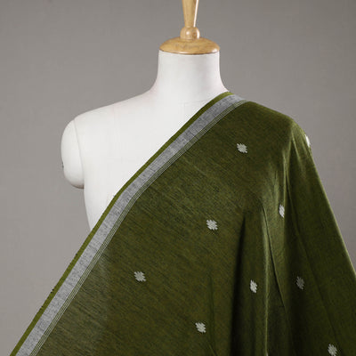 Green - Bengal Jamdani Buti Handloom Cotton Fabric