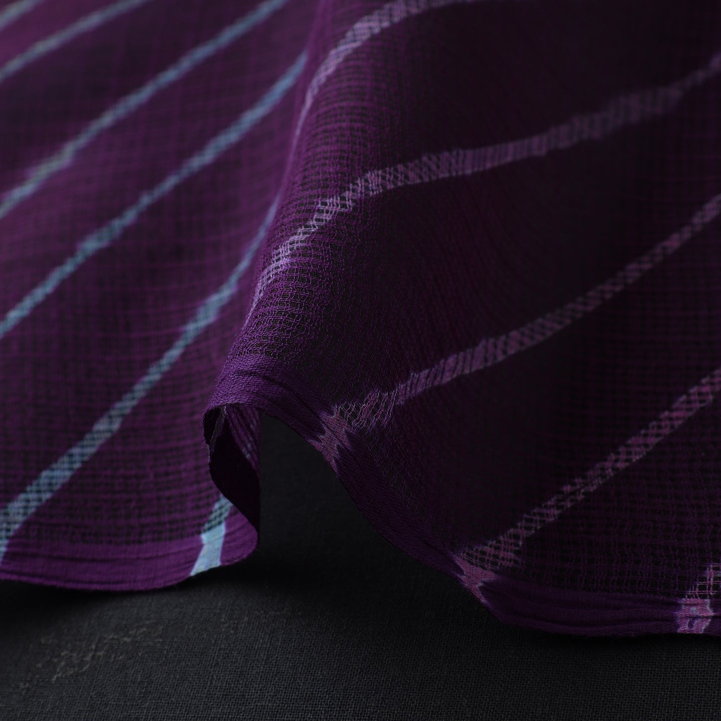 Purple - Leheriya Tie-Dye Kota Doria Cotton Fabric 03