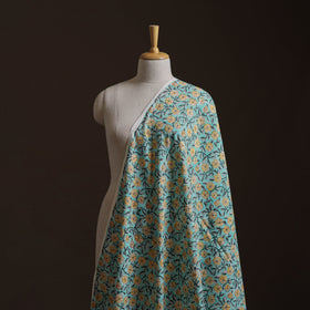 Green - Sanganeri Hand Block Print Mangalagiri Cotton Fabric 07